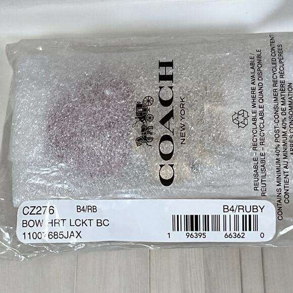 NWT Coach CZ276 Bow Heart Locket Charm/Key Ring - Picture 4 of 4